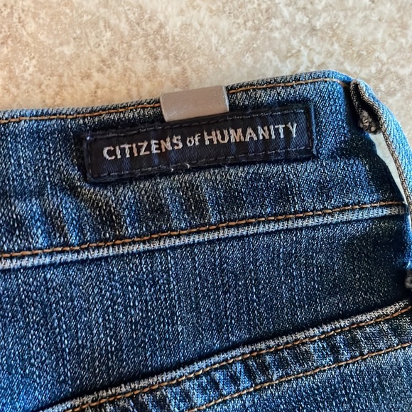 Citizen of Humanity jeans with studded slit around bottom of legs. - Picture 3 of 8